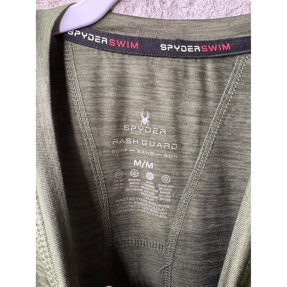 Spyder Mens Rash Guard Swim Shirt Heathered Olive Green UPF 30+ S923154‎ Medium